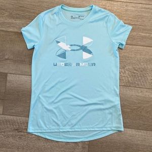 Ice blue girls under armour heat gear top